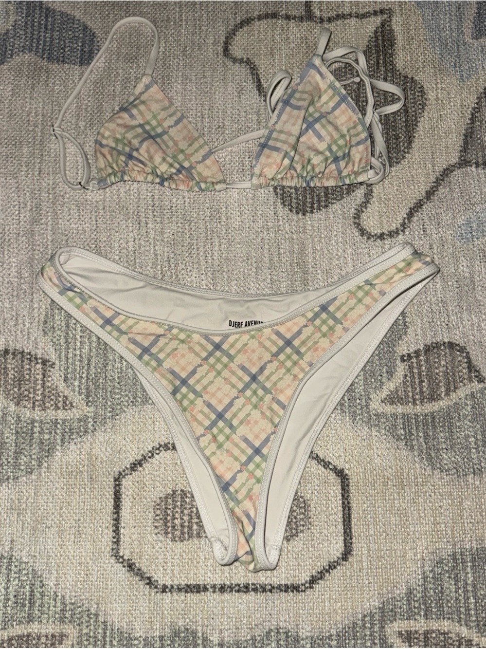 Frankie's Bikinis Pastel Plaid Triangle Bikini Bottom